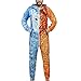 Produktbild JYJM Herren Adult Nachtwäsche 80% Baumwolle Herren Nachtwäsche Strampler Herren Langer Schlafanzug mit Kapuzen Herren Lose Schlafanzugshose Pyjamahose 3D Gitter Gedruckt Jumpsuit