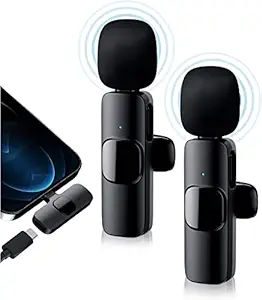 CHOCOGEM Type-C Dual Wireless Lavalier Microphone Lapel Mic System for YouTube Facebook Live Stream TikTok Video Recording Vlog (2 Microphone) (Compatible with Type-c) (Authorized seller - Resonance World)