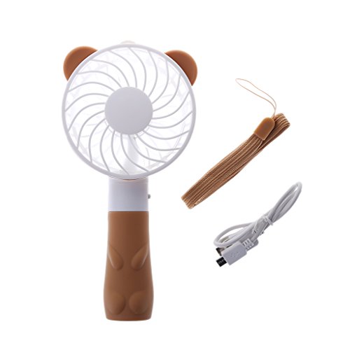 Preisvergleich Produktbild Kofun Mini Fan, Tragbarer Haltegriff, Tragbarer Handlüfter Batteriebetriebener USB-Power-Handlüfter Mini-Lüfter mit Tragegurt Mini-Handfächer - Braun (Mit Originalverpackung)