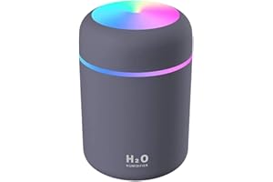 WCC Portable Mini Humidifier for Bedroom and Office - Personal Desktop Air Humidifier with Colorful Cycling Light, Dual Mist Modes, Auto Shut-Off, Ultra Quiet for Home and Car (Black)