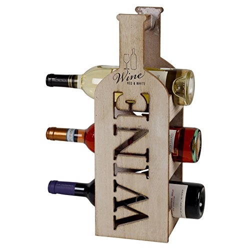 Weinregal aus Holz, Vintage-Look, 3 Flaschen, Einrichtungsdesign und Geschenkidee - 5