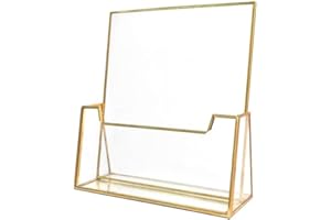 Feyarl Gold Glass Brochure Holder 8.5 x 11inches Pamphlets Cards Literature Stand for Office Brochures Menu Magazines Exhibition Flyer Display