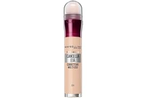 Maybelline New York Correttore Multi-Uso, Idratante e con Coprenza Modulabile, Imperfezioni e Occhiaie Coperte, Con Bacche di Goji e Haloxyl, Cancella Età, Tonalità: 01 Light, 6,8 ml