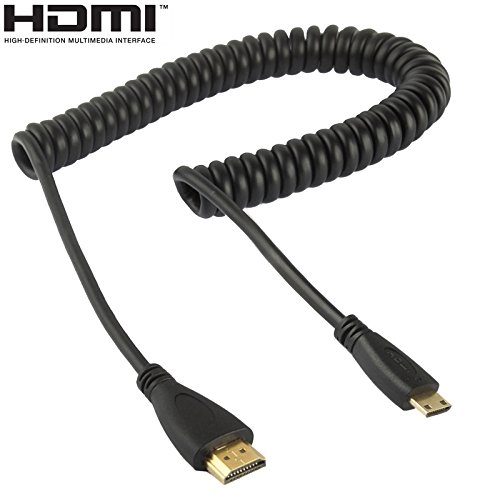Cables & Adapters 1.4 Version, Gold Plated Mini HDMI Male to HDMI Male Coiled Cable, Support 3D / Ethernet, Length: 60cm