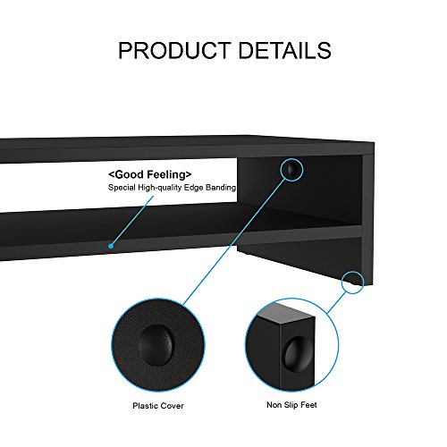 Fitueyes Monitorständer aus Holz platzsparendes Design mit zwei Stufen Stauraum schwarz 54×25.4x14cm DT205401WB - 4