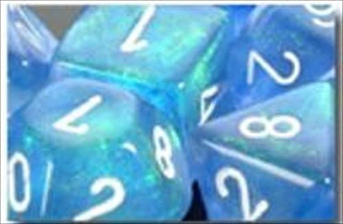 Chessex Manufacturing 27426 Borealis Sky Blue With White Numbering Dice Set Of 7 by Chessex Manufacturing