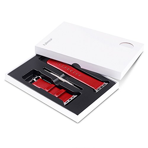 Fullmosa Compatible Correa Apple Watch 38mm 42mm Cuero  15 Colores Correa para Apple Watch iWatch Serie 3 Serie 2 Serie 1  Sangre Roja 38mm