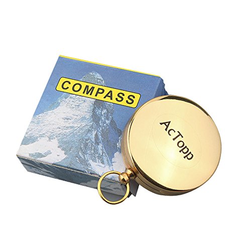 AcTopp Kompass Wasserdichter Messing Taschenuhr Taschenkompass Spielzeug Klassischer Marschkompass mit Leuchtziffern für Camping Wandern Outdoor Navigation - 7