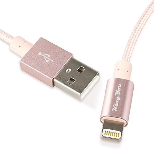 (Apple MFI zertifiziert) KingYou iPhone 8 Pin Lightning auf USB Kabel 30CM Robust Design mit Aluminiumschild Kopf Sync-Kabel / Ladekabel / Datenkabel. Lightningkabel für Apple iPhone 6 Plus / 6 / 5s, iPad Air / mini / mini2(roségold) - 8