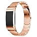Produktbild Für Fitbit Laden 2 Strap, aisports Fitbit Laden 2 Armbanduhr Band Edelstahl Metall Smart Watch Ersatz Armband zusammenklappbar Schnalle Handschlaufe für Fitbit Laden 2 Fitness Zubehör rose gold