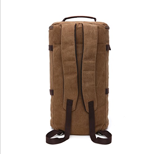 lanyou Canvas Rucksack Man Wandern Daypack Zylinder Rucksack perfekt für Reisen Gym Sport Outdoor Schule Tasche coffee coffee - 5