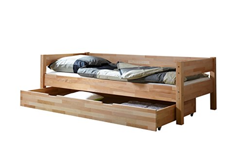 Preisvergleich Produktbild TICAA Einzelbett "Robby" Buche massiv Natur
