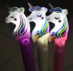 Gaanu Unicorn LED Pen,Cute Pen, Cute Stationary, Pen for Kids, Best Gift for Girls, Best Gift for Kids (Unicorn LED Pen) (Set of 2)