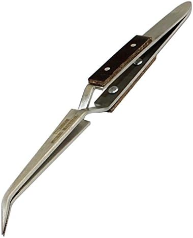 NIUPIKA Cross Locking Tweezers Curved Tip Jewelry Making Soldering Tool Heat Resistant