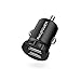 Neue optimierte Version RAVPower Super Mini 24W 4,8A (jeweils 2,4A) 2-Port USB Auto-Ladegerät kfz Car Charger aus Aluminiumlegierung für Smartphone Tablet usw. schwarz