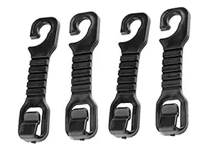 BRAHMVILLA Car Backseat Head Rest Hook/Hanger, Plastic Hanging Storage Holder for Groceries, Handbags, Coat, Purse and Bags - (Pack of 4) - Black