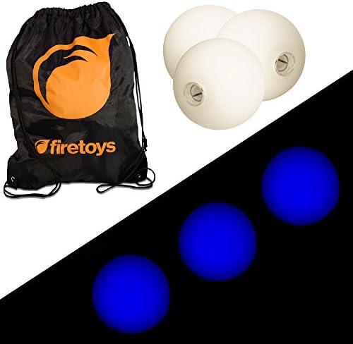 Glow Juggling Ball Set - 3x Blue LED Juggling Balls & Firetoys Bag