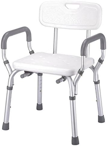 MEDICAL MOBILE 54 x 44-47 x 71.5-81.5 cm Aluminium Lightweight Bath Bench/Shower Seat with Backrest and Armrests, White
