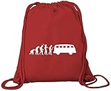  Camper Bus Premium Bio Baumwoll Turnbeutel Rucksack Stanley Stella EVOLUTION KULT BUS, Größe: onesize,Red