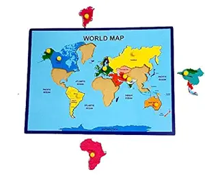 Popo Toys World Map, Multicolour, with Knob