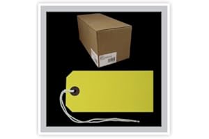 STATIONERY GEEKS 1000 Yellow Strung Tags 120 x 60 mm String TieOn Parcel