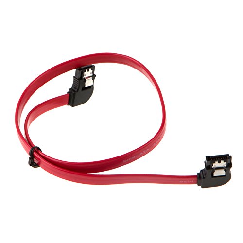 SATA III Kabel, cablecreation [2er Pack] 18 SATA III 6.0 Gbit/s links Winkel 7-polig Buchse zu Winkel links, Datenkabel mit Verschlussriegel, weiblich, rot - 4