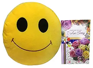 Saugat Traders Plush Sorry Card & Smiley Cushion Combo Gift