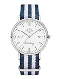 Sailor Damen Herren Uhr Edition Hamburg Analog Quarz mit Nylon Armband Silber, SL101-1113-40