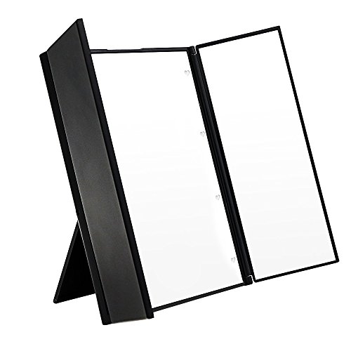 Tri-Fold Make-up-Spiegel, Zilong kleine Kosmetik Spiegel, kompakte Tasche Travel Mirror mit 8 beleuchtet LEDs
