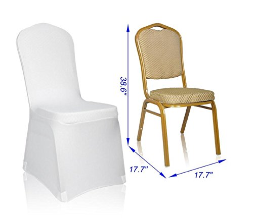 Uniquemystyle 4 Stück Stretch Polyester Stuhlhussen Stuhlbezug für Hochzeit Bankett dunkelrot - 3