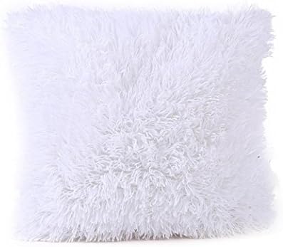 Tonwalk Plush Pillowcases Sofa Waist Throw Cushion Cover Home Decor 43cmx43cm (White)