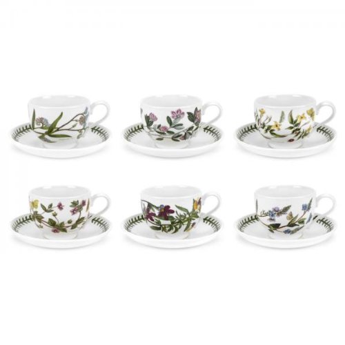 Portmeirion Jardín Botánico - Taza de té y platillo de 7 oz (Forma Tradicional)