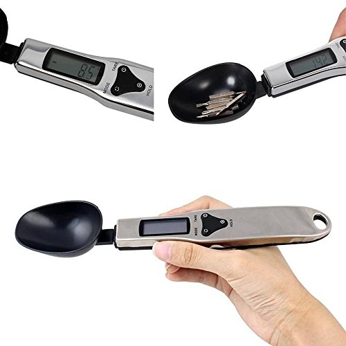 Gearmax® Elektronisch Digital Küche Löffel Gewicht Maßstab Kochlöffel Digital Spoon Scale Mit LCD Display Küche Gewicht 300g/0.1g (Silber, Schwarz Löffel) - 9