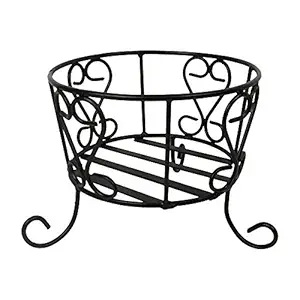 Vudy Metal Plant Stand Rustproof Iron Art Flower Pot Holder Rack Steel Short Planter,Decorative Garden Pots Containers Stand Black