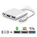 Produktbild USB 3.1 Type-C to HDMI/USB 3.0/USB C Multiport Adapter,AOGE Digital AV 3 in 1 Multiport HDMI 4K Adapter for MacBook/MacBook Pro/Chromebook and USB 3.0/Type c Devices (USB C auf HDMI/USB3.0/USB C Adapter) (Silber)