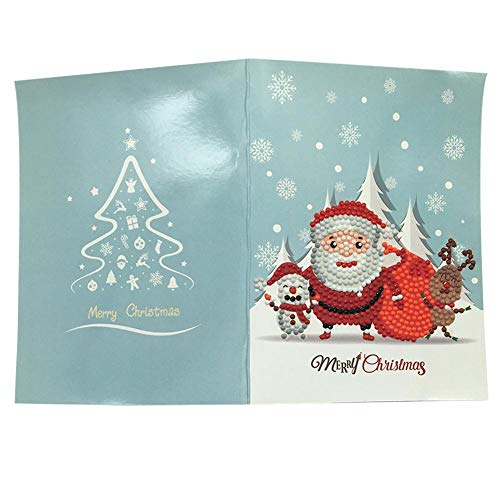 Preisvergleich Produktbild Weihnachtskarten DIY Weihnachten Grußkarte 5D Cartoon Diamant Malerei Grußkarten - Frohe Weihnachten (Sie müssen Strasssteine)
