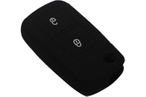 Happyit Silicona Caso de la Cubierta de la Llave del Coche para VW Volkswagen Amarok Polo Golf 4 5 6 MK4 Bora Jetta 2 Botones (Negro)