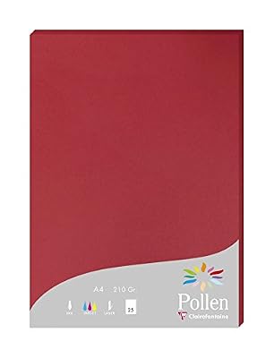 Clairefontaine 24212C - Un paquet de 25 feuilles Pollen 21x29,7 cm 210g, Rouge groseille