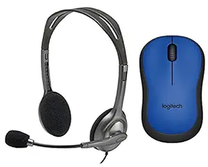 Logitech M221 Silent Wireless Mouse with Logitech H111 Stereo Headset
