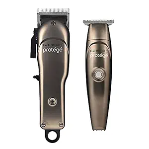 GAMMA+ Protege Cordless Clipper and Trimmer Combo Set, Barbers for Men or Women, Micro USB, Taper Blade, Guards, Great Beginner Set, Matte Metallic Gunmetal?