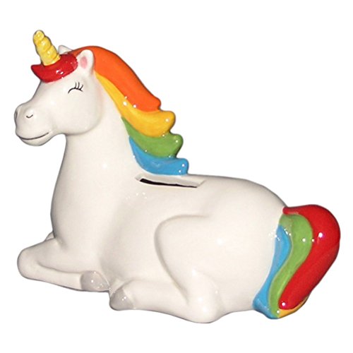 LiLaLu 9000 Biggys Salvadanaio Unicorno, Testa Girevole, PVC Rosa, 16,5 Cm, Portafortuna E Regalo - 4