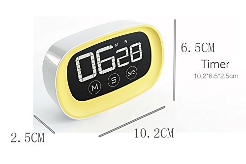 Timer Touchscreen. Großes Display LCD Touchscreen Elektronischer Timer Magnetisch Küche Kurzzeitwecker, compte-temps mit LCD Display, akustischer beleuchtetes Display LED gelb - 3
