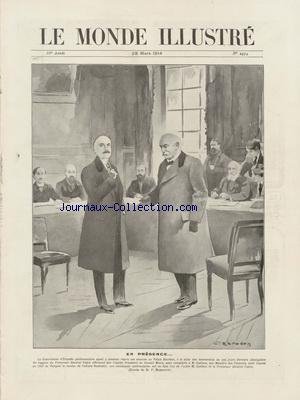 MONDE ILLUSTRE (LE) [No 2974] du 28/03/1914 - LA COMMISSION D'ENQUETE PARLEMENTAIRE AU PALAIS BOURBON - LE PROCUREUR FABRE - LE PRESIDENT DU CONSEIL MONIS ET LE CAILLAUX - DESSIN DE MARODON - LA REVOLTE EN IRLANDE - LE REGIMENT DE DORSET A BELFAST gratuit
