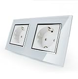 Steckdose 2 Fach Steckdose Glas 2 Fach VL-72EU-51 Weiß