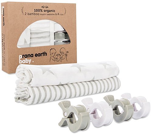 Prana Earth Baby - 2er Set Bambus Musselintuch Pucktuch - Bio Baby-Tuch - Erstlingsdecke & Musselintuch Für Mädchen & Jungen