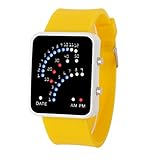 LCLrute Mode Silikagel LED Uhr Damen Herren Futuristische Japanese Style Multicolor LED Sport Armbanduhr (Gelb)