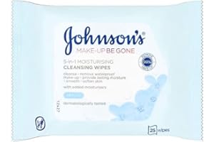 Johnson's Face Care Makeup Moisturising Wipes with coconut water, Pack of 25 Wipes, Packaging May Vary