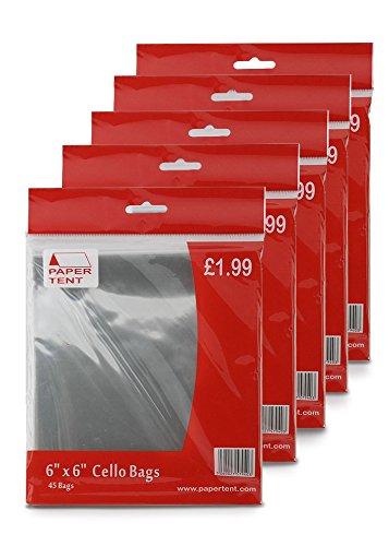 Papertent 6" x 6" Cello Bags, x 5 PACKS