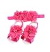 Enuo 4 Sets Baby's Girl's Pearl HeadBands HairBows and Barefoot Foot Flower