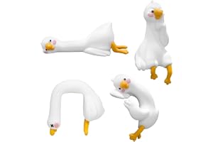 MiOYOOW Mini anka skrivbordsfigur, 4 st harts söt lat anka dekor rolig dator gåsdekoration för hem kontor bil
